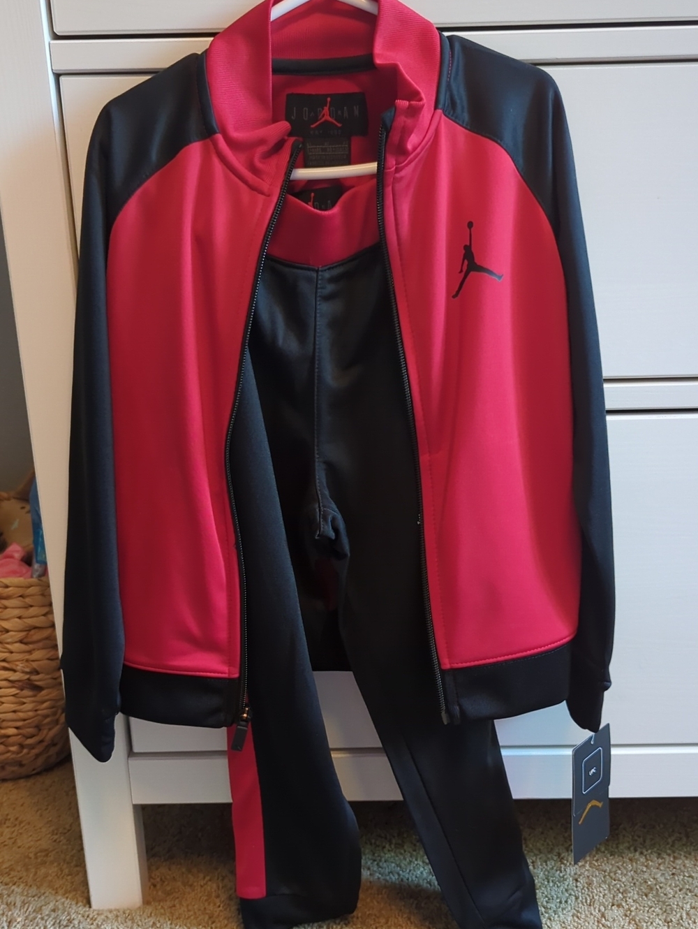 Nike Jordan Red and Black Varsity-Style Athletic Set